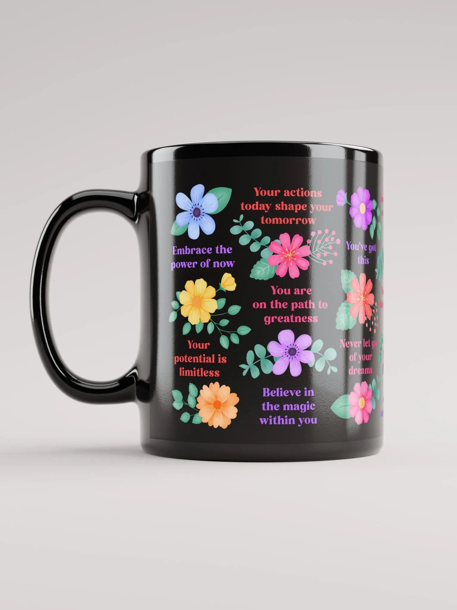 Vibrant Floral Motivational Quotes - Black Mug product image (2)