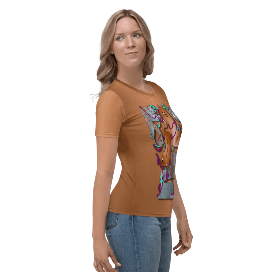 Cats Playing with Yarn All Over Print T-shirt product image (3)
