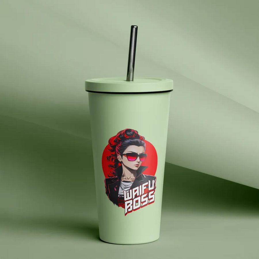 Waifu Boss 20 oz Tumbler Cup - Mint - Insulated Tumbler with a Straw v2 product image (12)