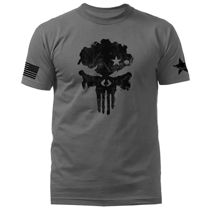 Skull US Flag American Pride Warrior Patriotic Military Graphic T-shirt product image (2)