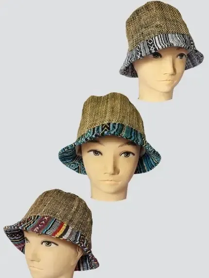 Hemp Bucket Hat with colored Brim product image (1)