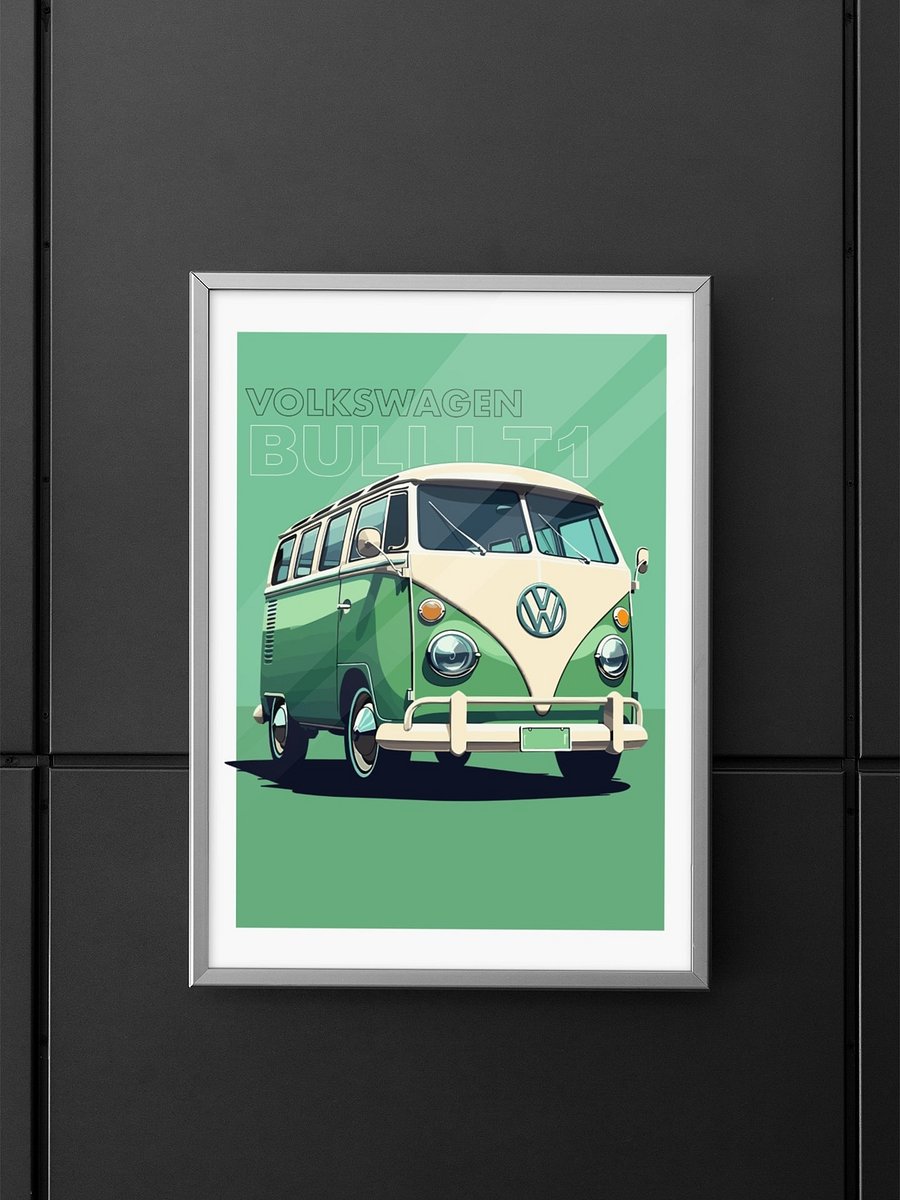 Volkswagen Bus T1 Poster, Vintage VW Van Art Print, Classic Camper Wall Art, Retro Hippie Transport, Collector’s Item, Car Enthusiast Gift product image (5)