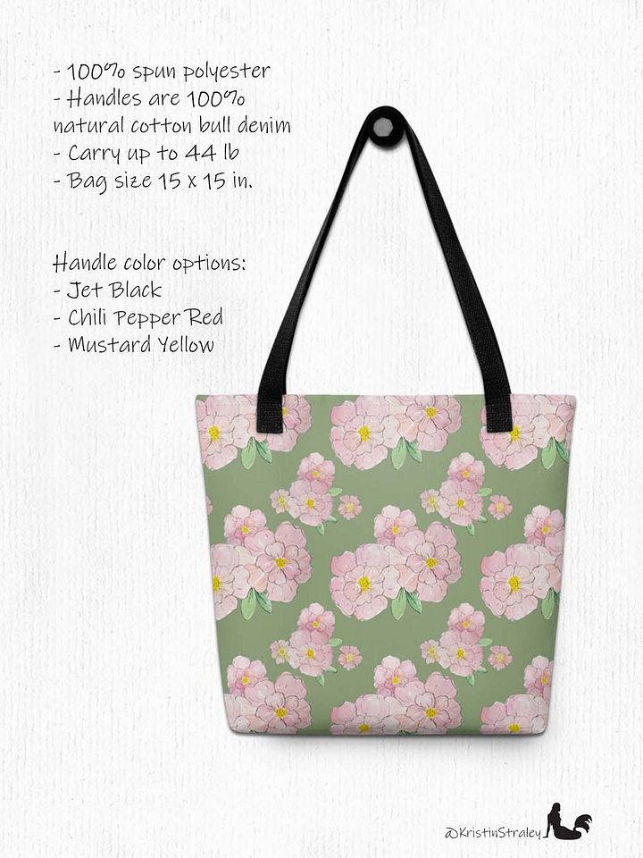 Gingham Blossoms - Med Pink Flowers on Green product image (2)