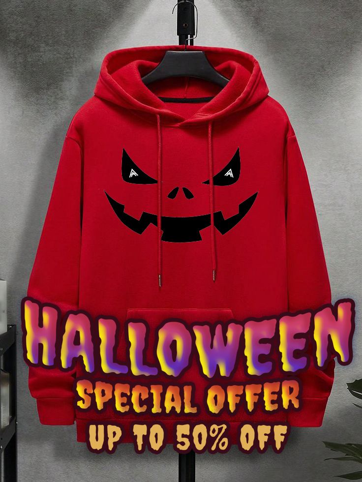 Unisex Pumpkin Face Hoodie Funny Jack-O-Lantern Halloween Hooded Sweatshirt product image (1)