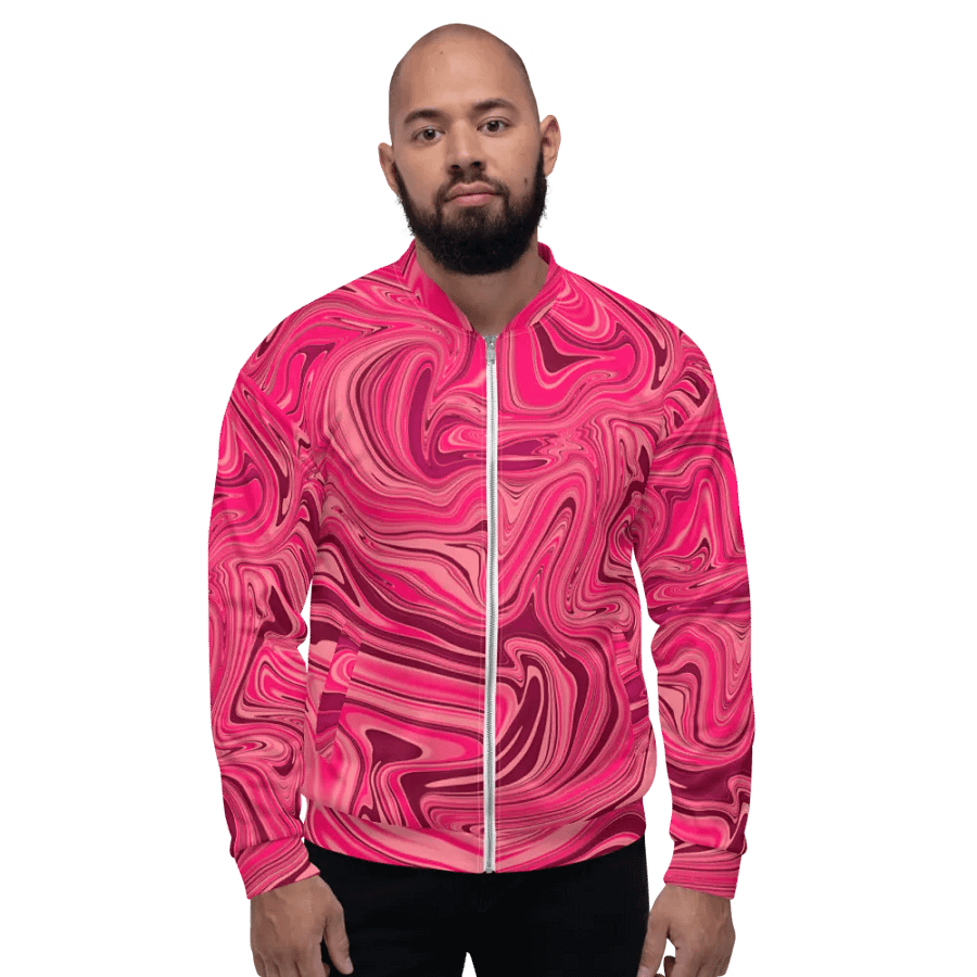 Unisex Bomber Jacket - Shades of Magenta Pink Digital Fluid Art product image (2)