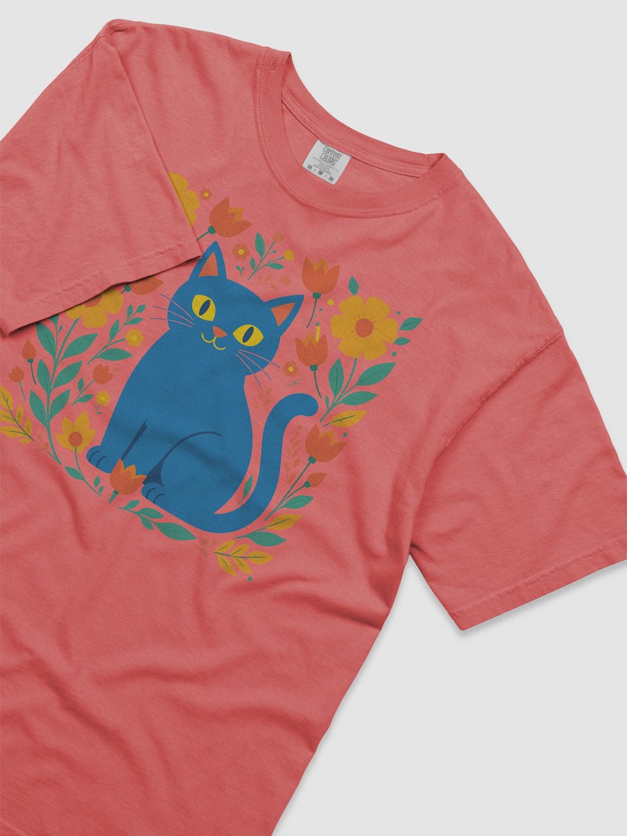 Whimsical Cat and Floral Delight T-Shirt product image (1)