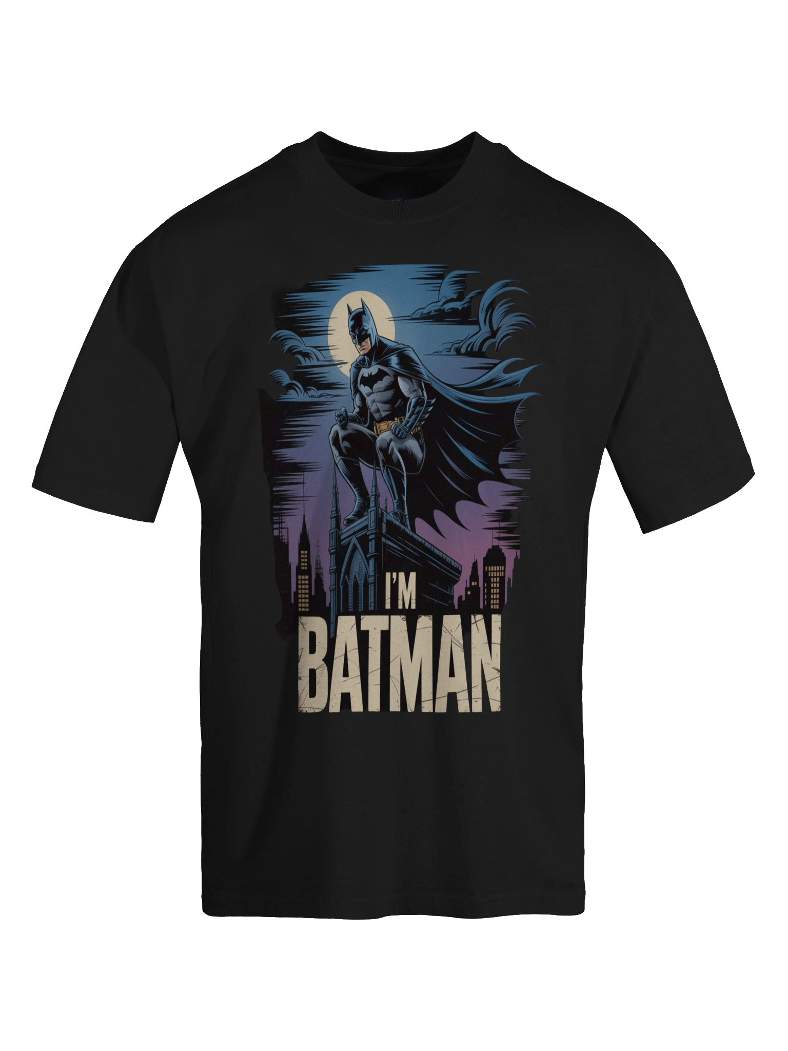 Nocturnal Perch: I'm Batman Oversized Faded T-Shirt product image (1)