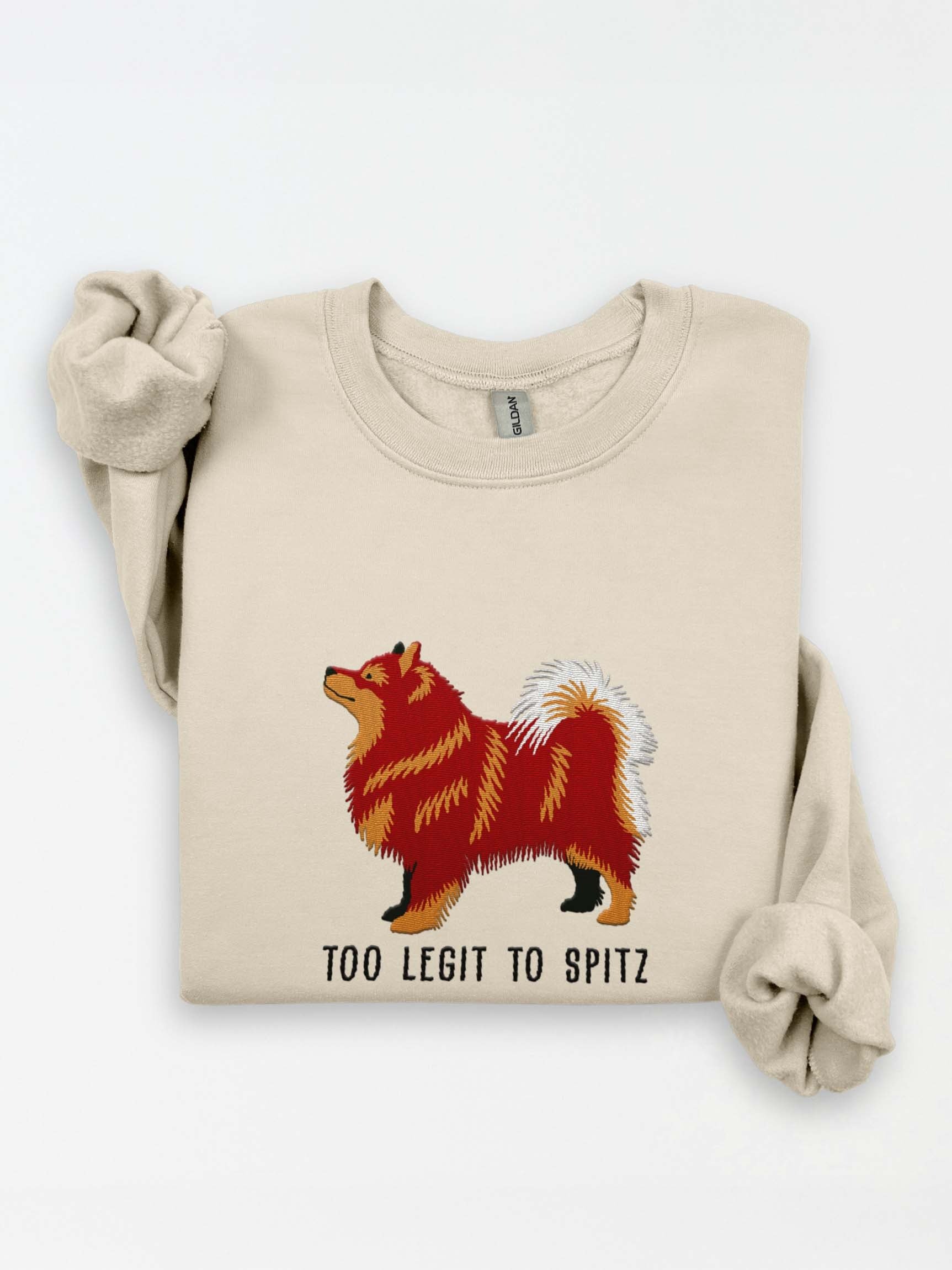 Too Legit to Spitz Sweatshirt (Embroidered) of a Finnish Lapphund(Brown & Tan) product image (1)