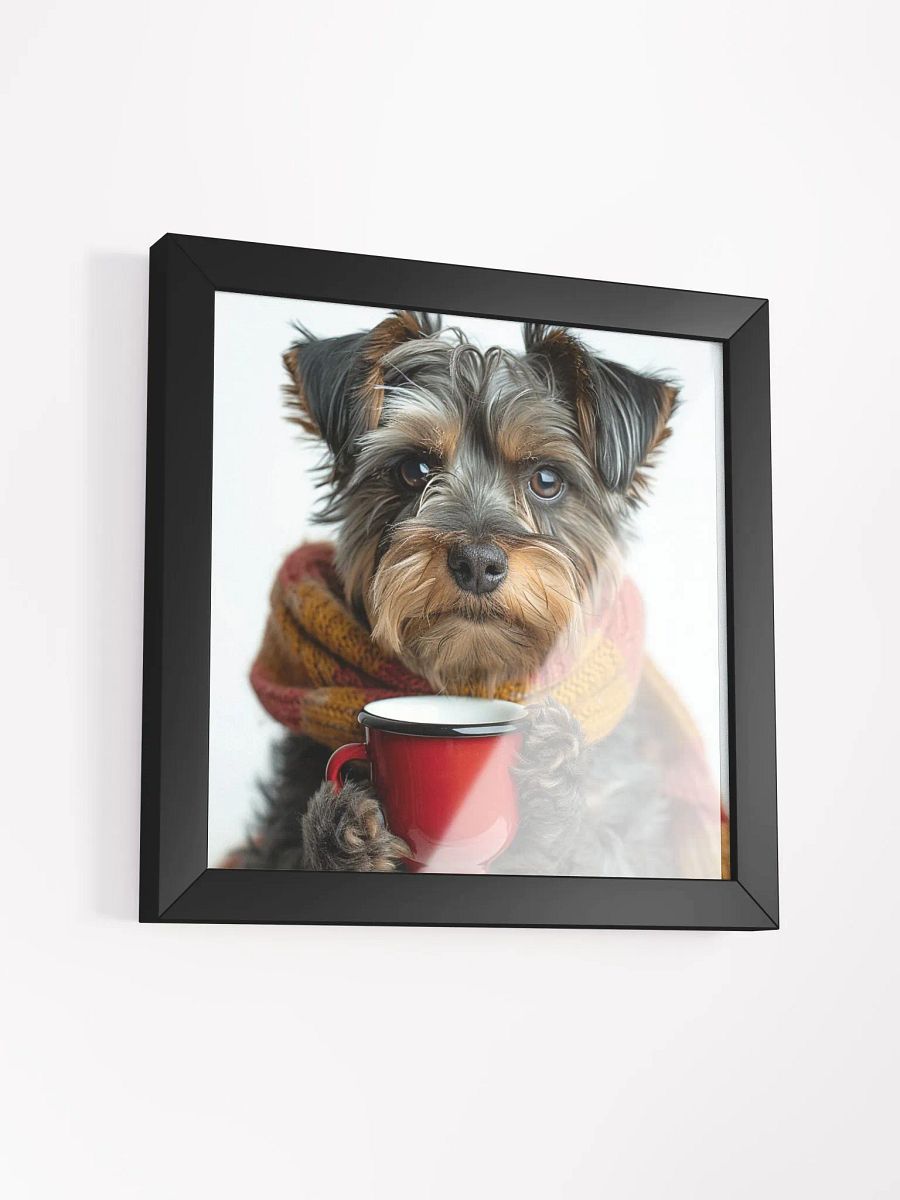 Cute Coffee Lover Miniature Schnauzer Dog Framed Wall Art product image (4)
