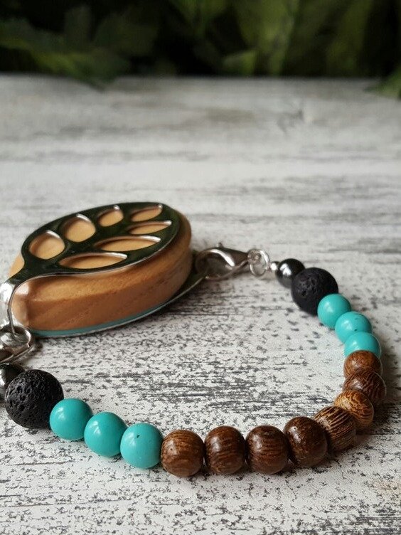Clarity Aromatherapy Bracelet | Howlite & Wood | Handmade Accessory for Bellabeat Leaf Urban & Ivy product image (2)