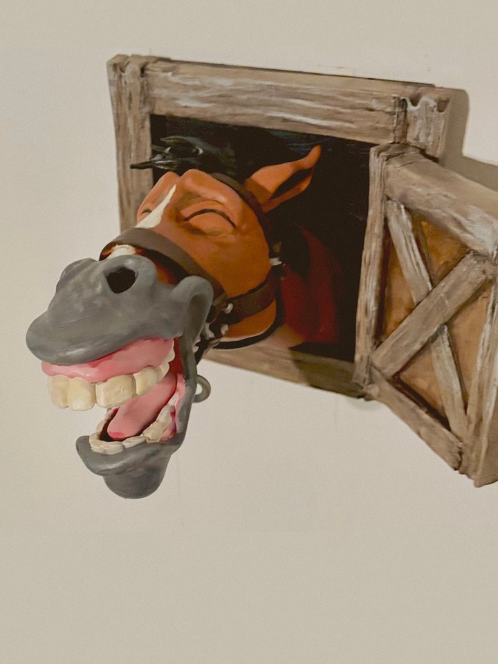 Horselaugh Wall Mounted Resin Sculpture. product image (1)