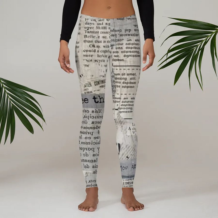 Leggings – Newspaper Style Print for Trendy & Unique Fashion product image (3)