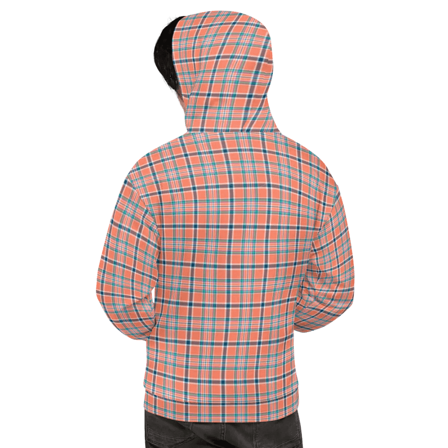 Orange Coral and Blue Plaid Hoodie product image (9)