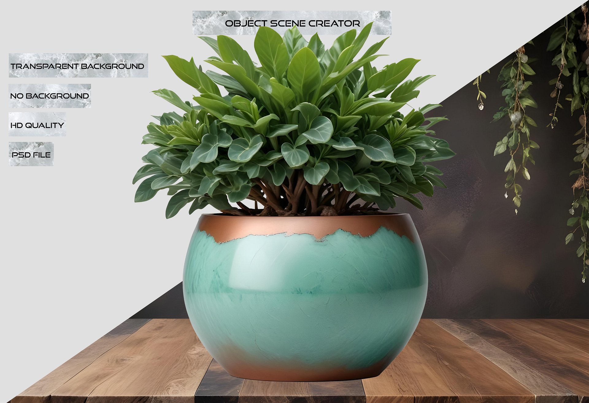 Jade Signature – Jade and Copper Planter PNG product image (2)