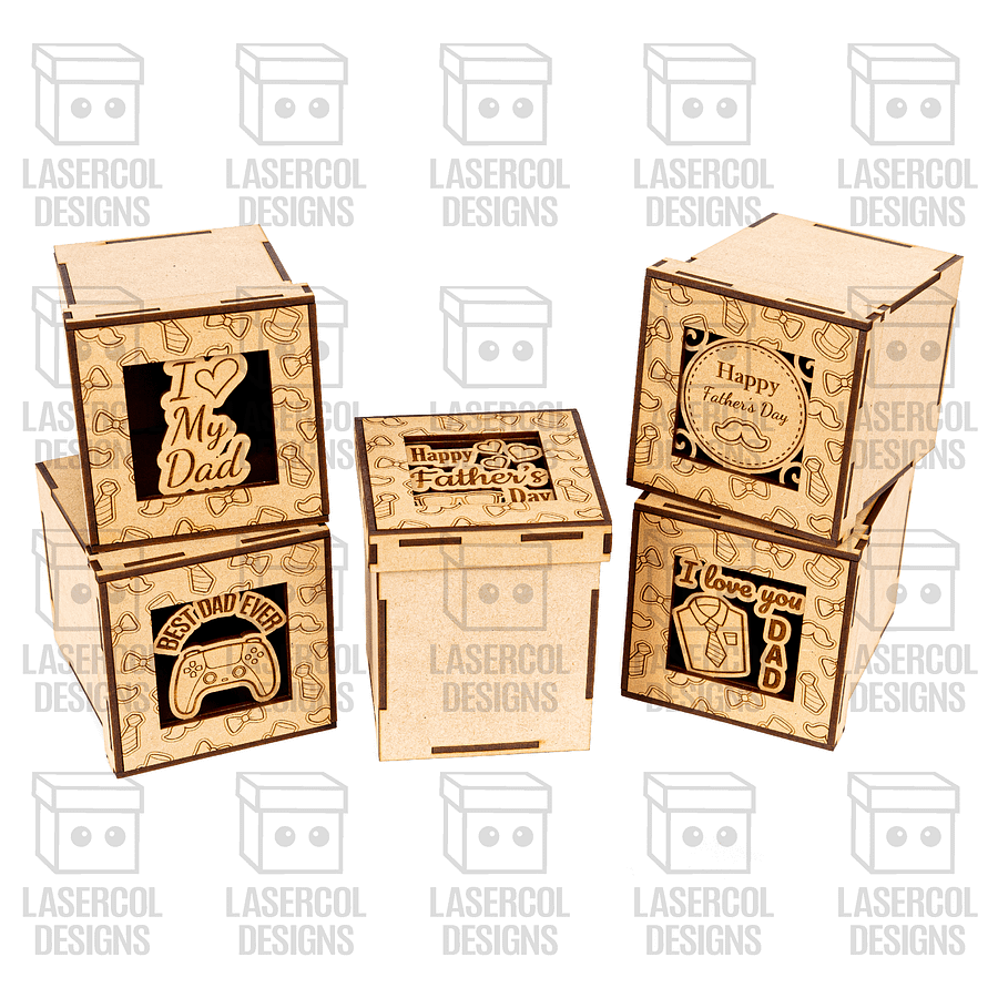 Father's Day Gift Boxes Set 2 (3 Sizes, 5 Styles) - Laser Cut Files product image (7)