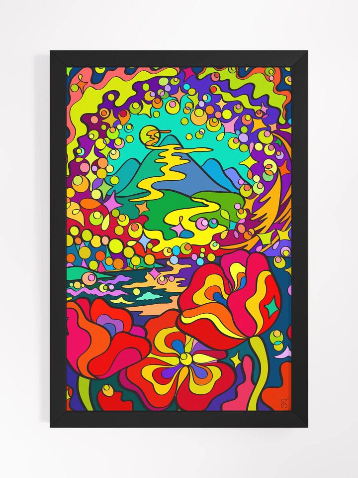 Psychedelic Mountain Sunset Framed Poster - Night Poppies product image (5)