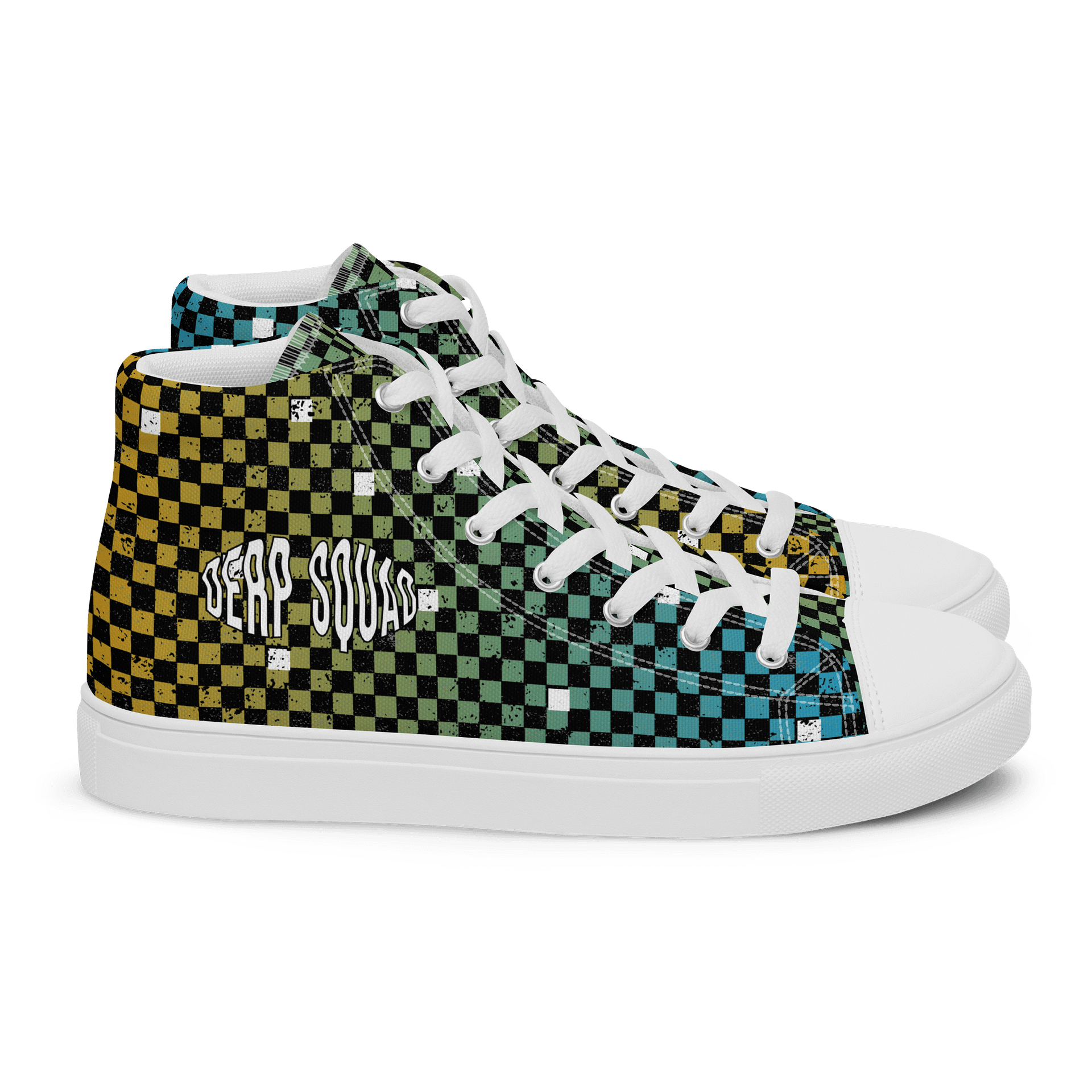 Derp Squad Checkered Men's High Top Canvas Shoes product image (2)