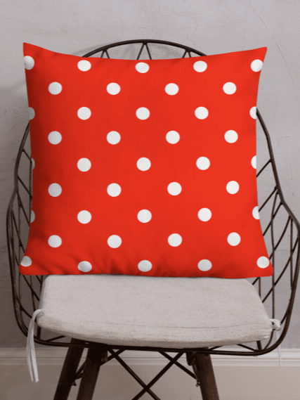 White Polka Dots on Red Premium Throw Pillow product image (1)