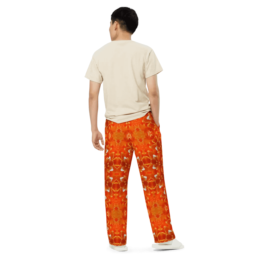 Orange Flower Kaleidoscope Wideleg Pants product image (5)