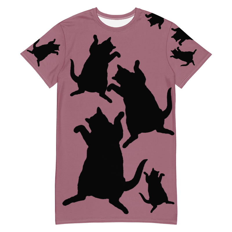 Kitties Dancing for Demeowcracy Cat Ladies T-Shirt Dress Mauve product image (3)