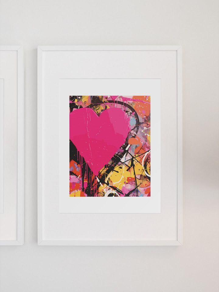 Abstract Pink Heart Canvas Art, Colorful Graffiti Love Painting, Modern Urban Street Artwork, Bold Romantic Wall Decor for Home Interior product image (1)