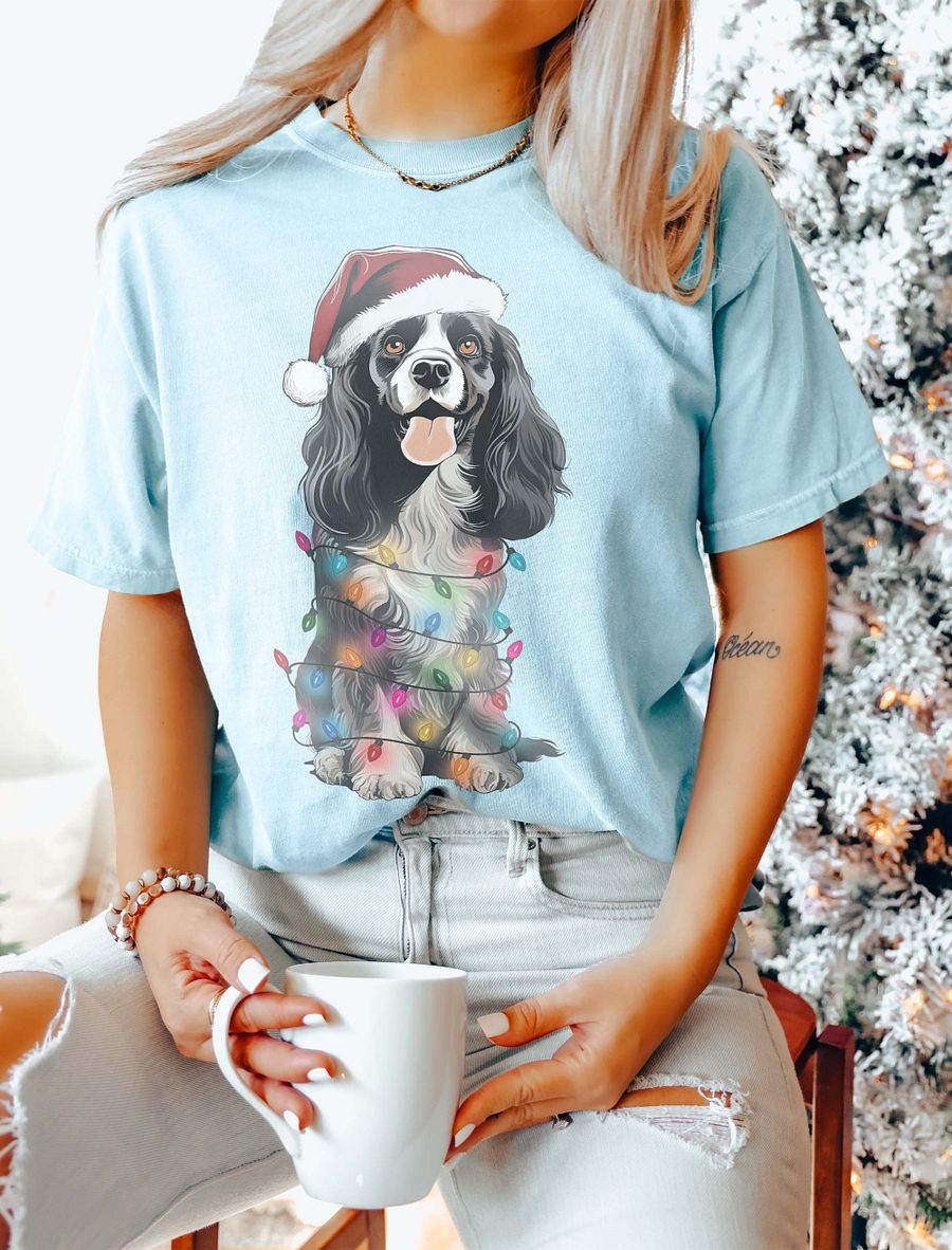 Funny Cocker Spaniel(Black & White) Christmas T-Shirt for Cocker Spaniel Paw-rents product image (11)