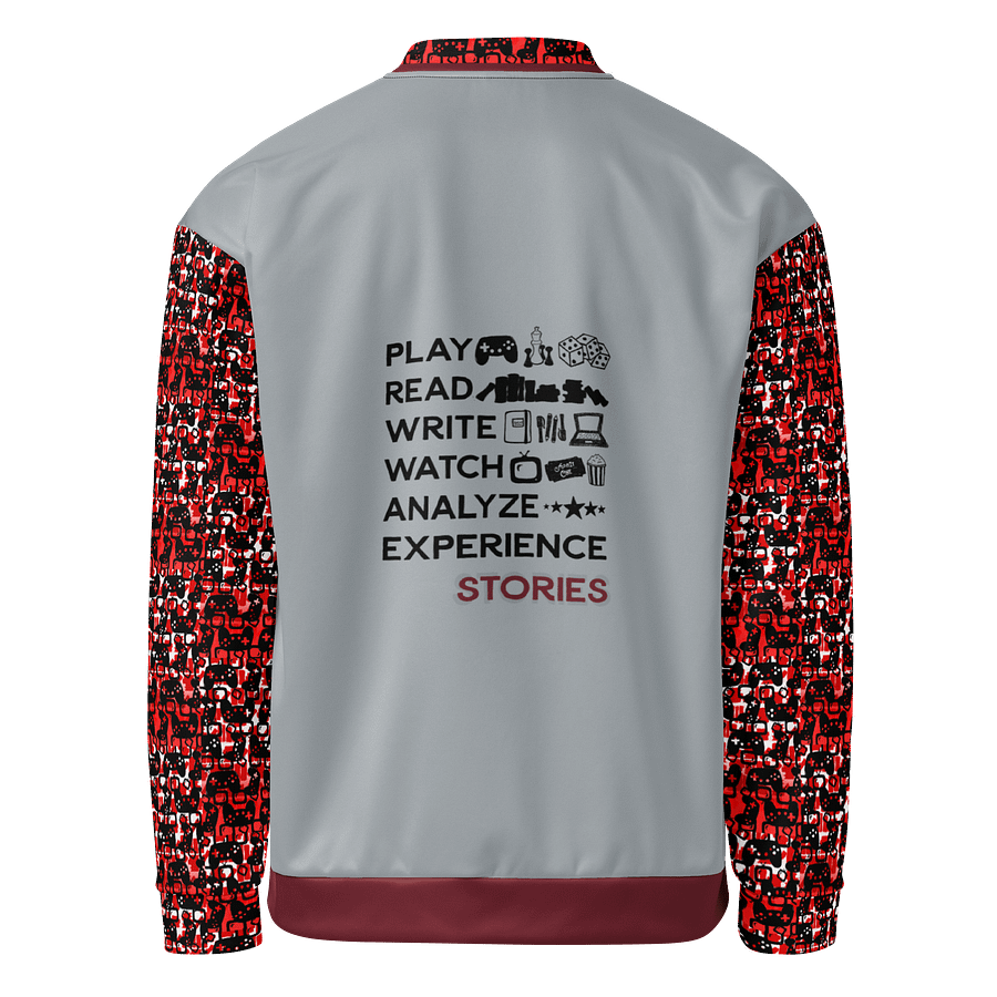 Experience Stories Unisex Bomber Jacket (Red, Gray, and Black) product image (2)
