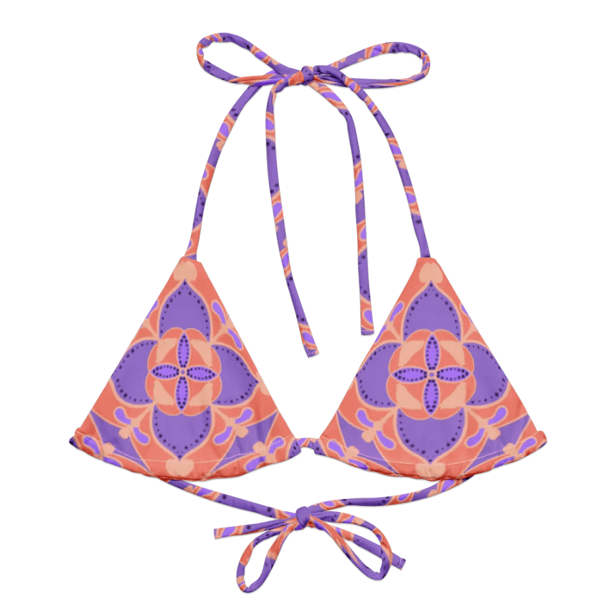 Pastel Orange and Mauve Pattern String Bikini Top product image (1)
