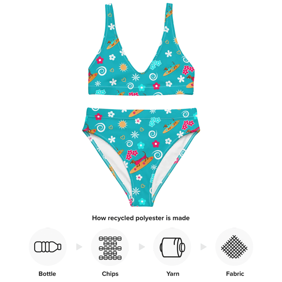 Surfing Dachshund Pattern High Waisted Bikini product image (4)