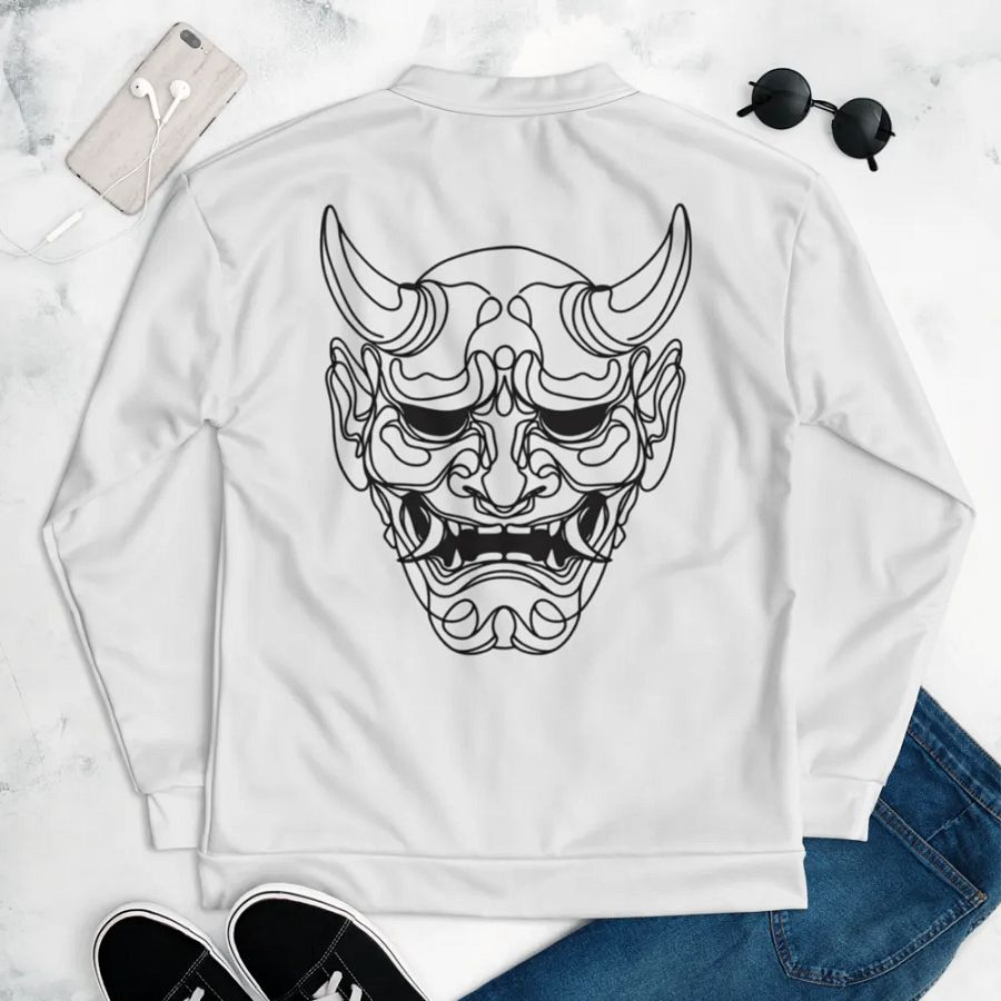 Line Art Oni Mask Bomber Jacket product image (5)
