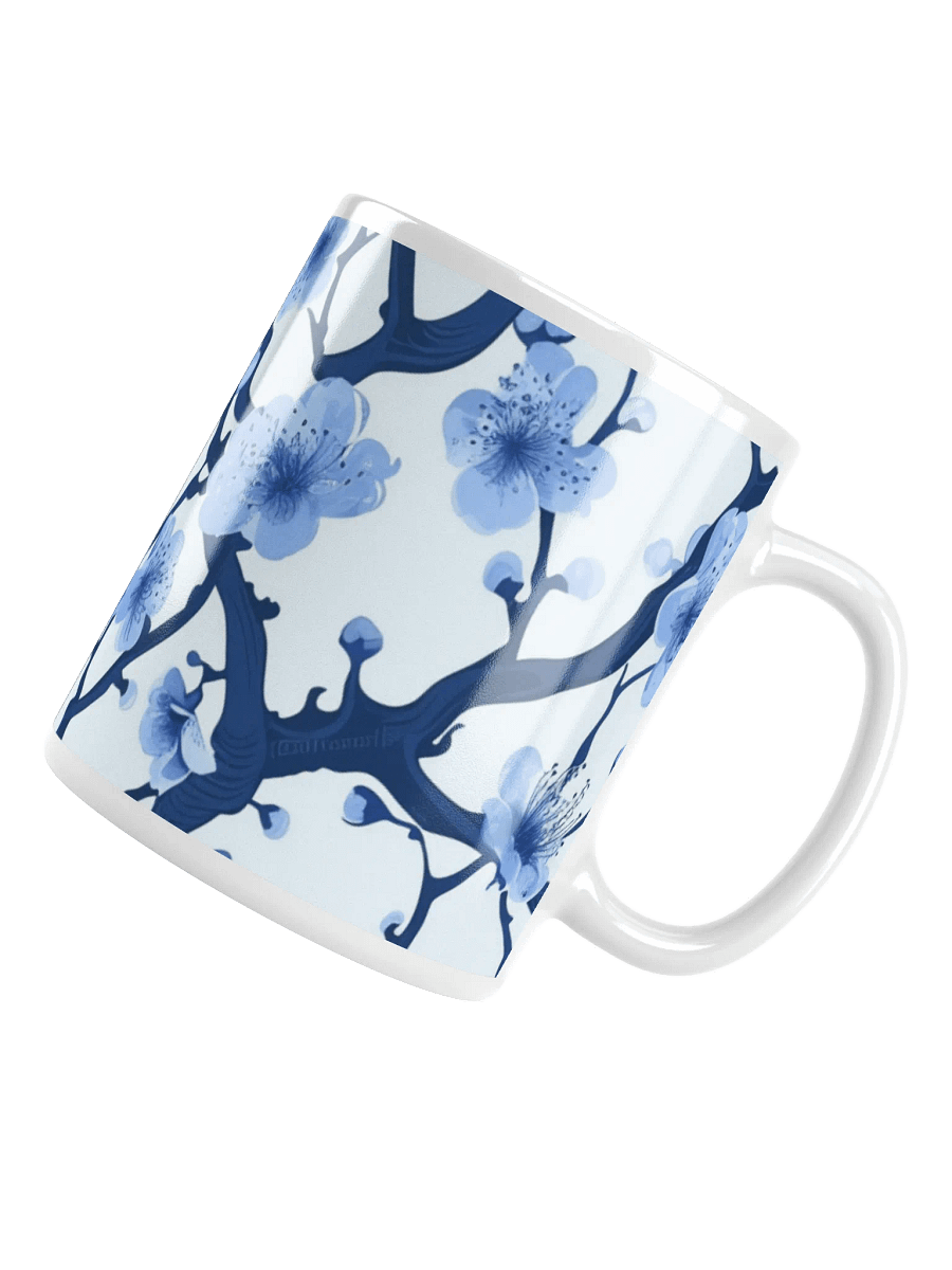 Blue and White Floral White Glossy Ceramic Mug by Treasure Pie product image (4)