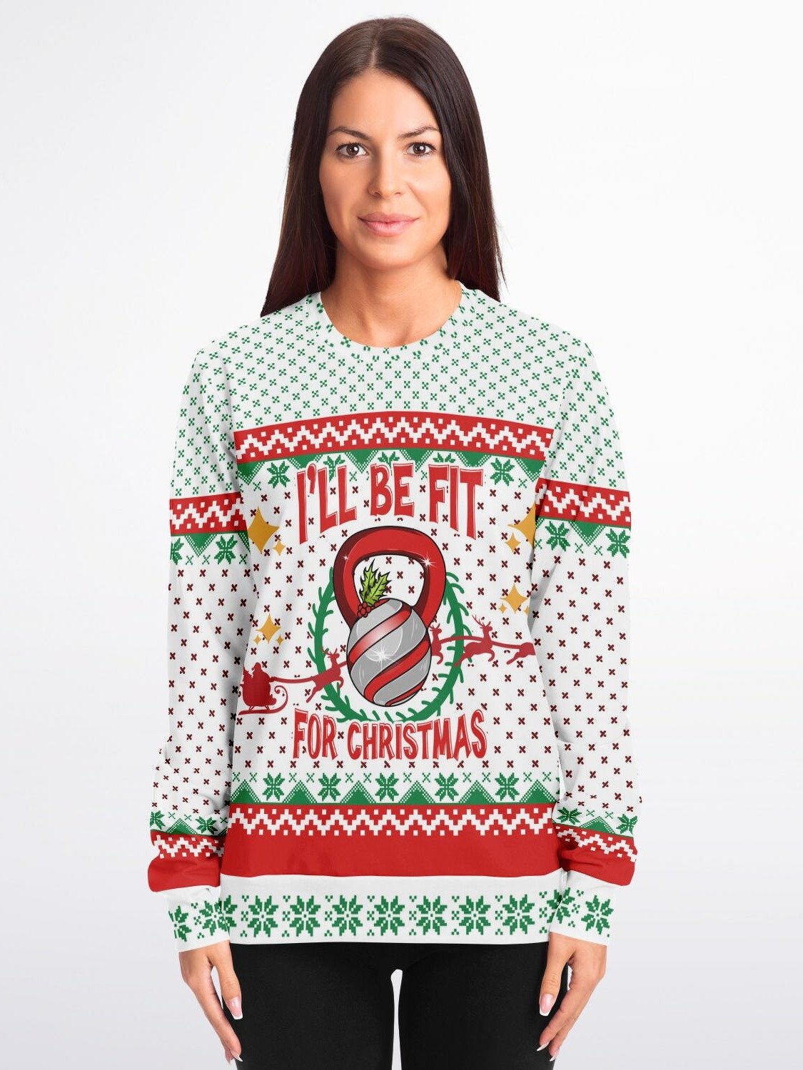 "I'll Be Fit For Christmas" Sweatshirt | Funny Gym Kettlebell Holiday Sweater | Fitness Lover Christmas Party Outfit product image (1)