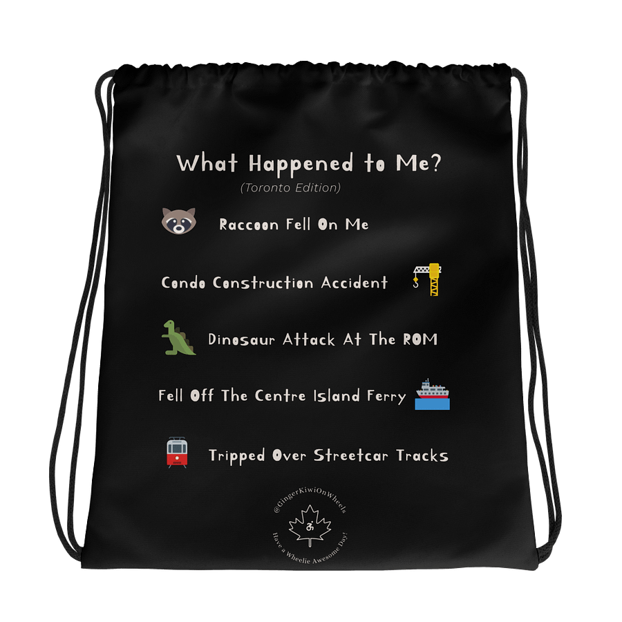 WHAT HAPPENED TO ME ? (Toronto Edition): String Backpack, Pure Black product image (1)