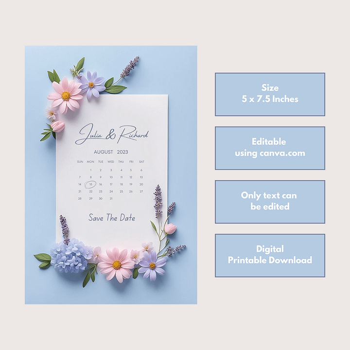 Modern Save The Date Card - Dizynai (DSD-06) product image (2)