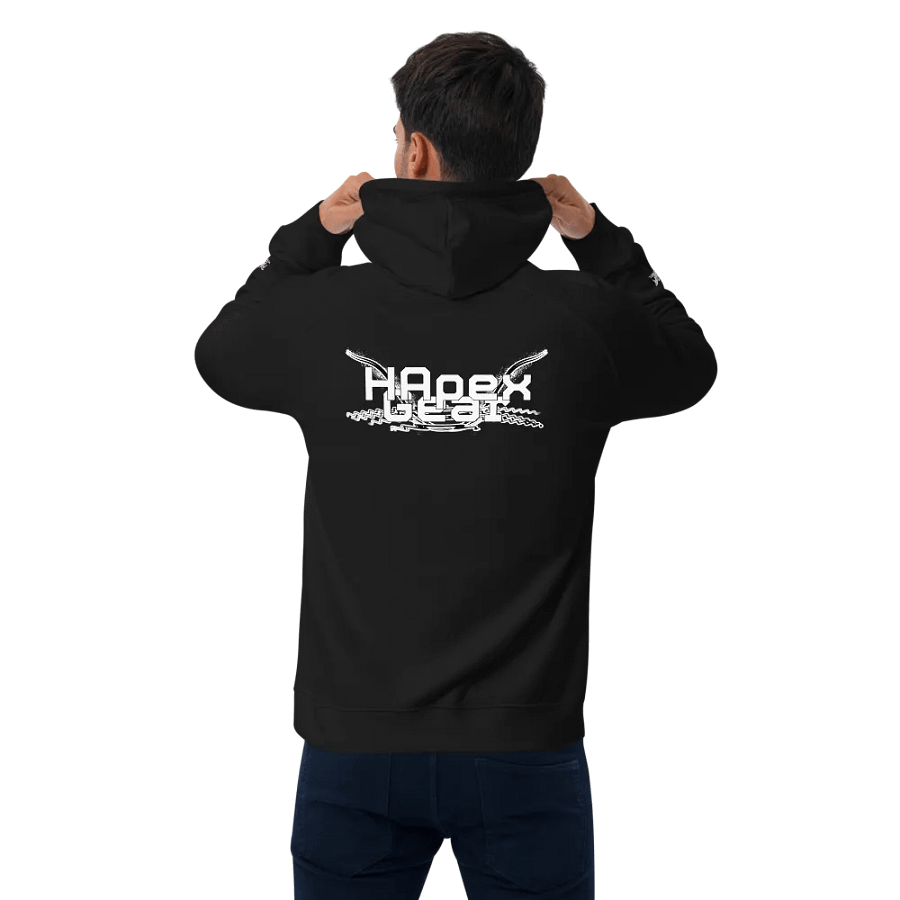 Unisex Eco Raglan Hoodie - White HApex Gear Black Logo product image (4)