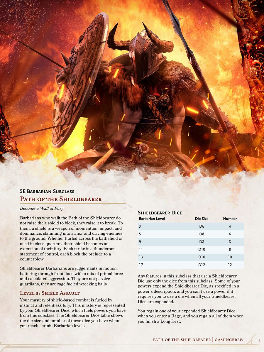 Path of the Shieldbearer | 5E 24 Barbarian Subclass product image (2)