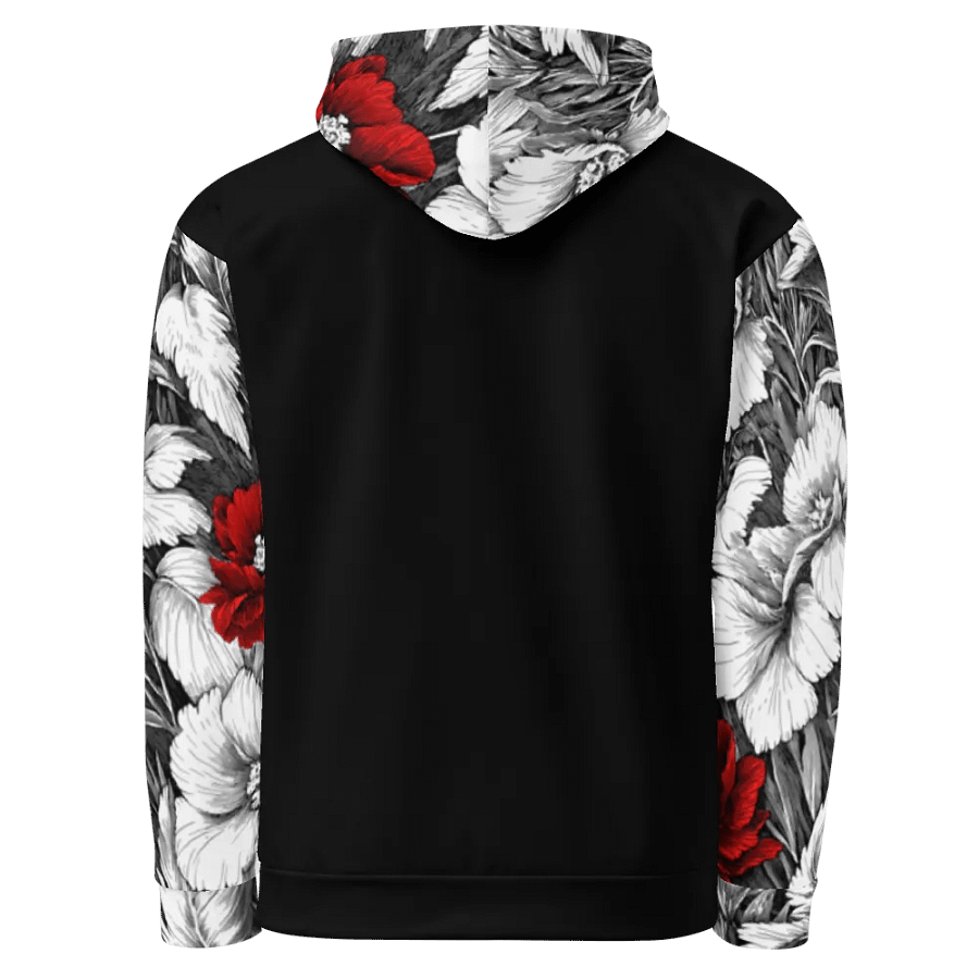 Bold Red Floral Pattern II Black Hoodie product image (5)