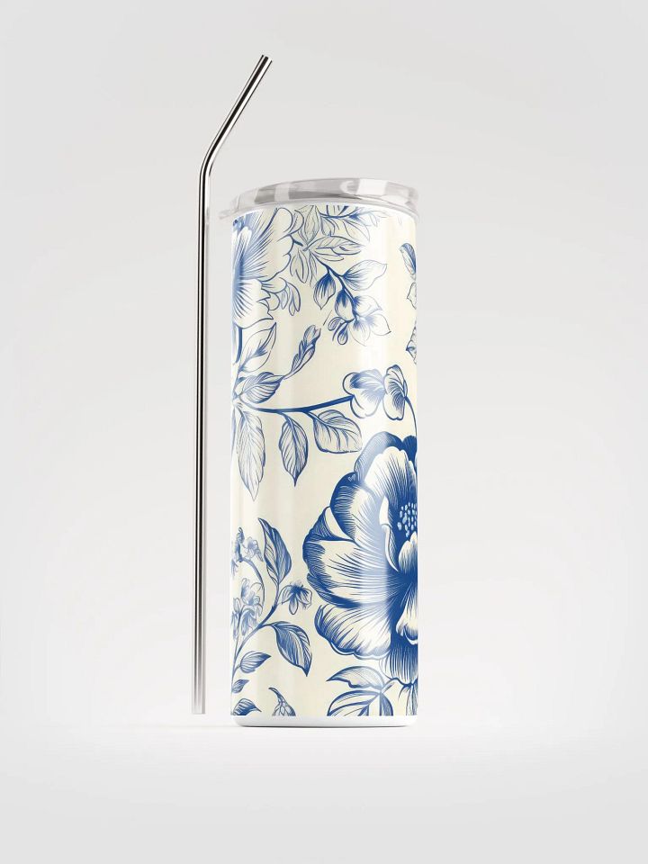 Embrace Tradition with Floral Elegance: Delfts Blue Stainless Steel Tumbler product image (1)