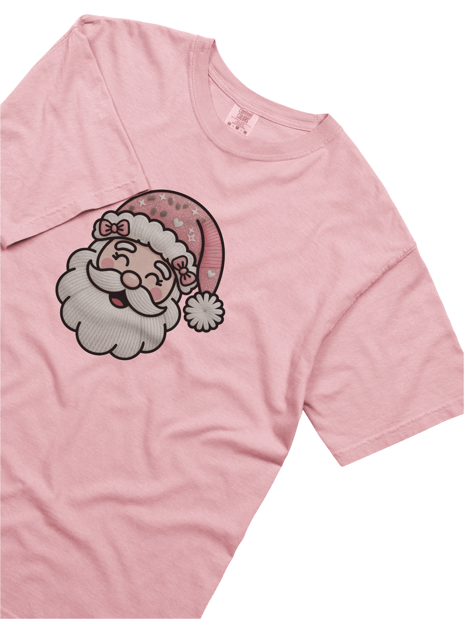Pastel Pink Santa T-Shirt | Aesthetic Cozy Christmas Graphic Tee product image (5)