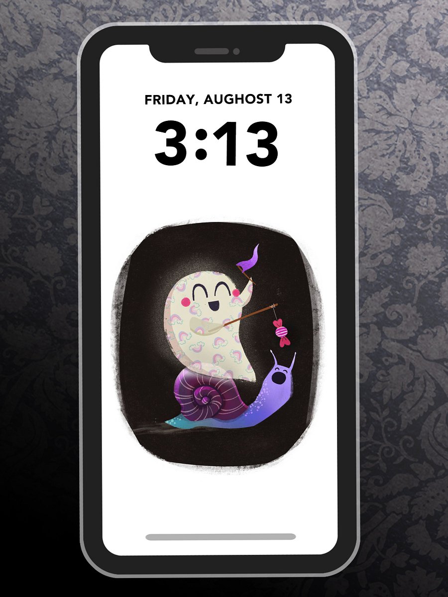 Little Ghost Snail Race - Digital Wallpaper for Mobile Phone product image (1)