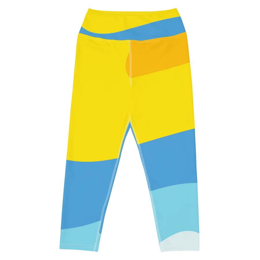 Yellow/Blue Abstract All-Over Geometric Print Capri Leggings product image (8)