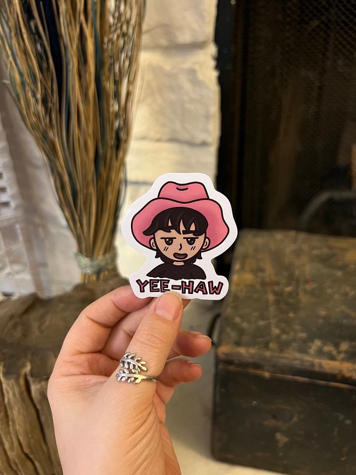 Gothic Pink Yee-Haw Cowboy Vinyl Sticker product image (1)