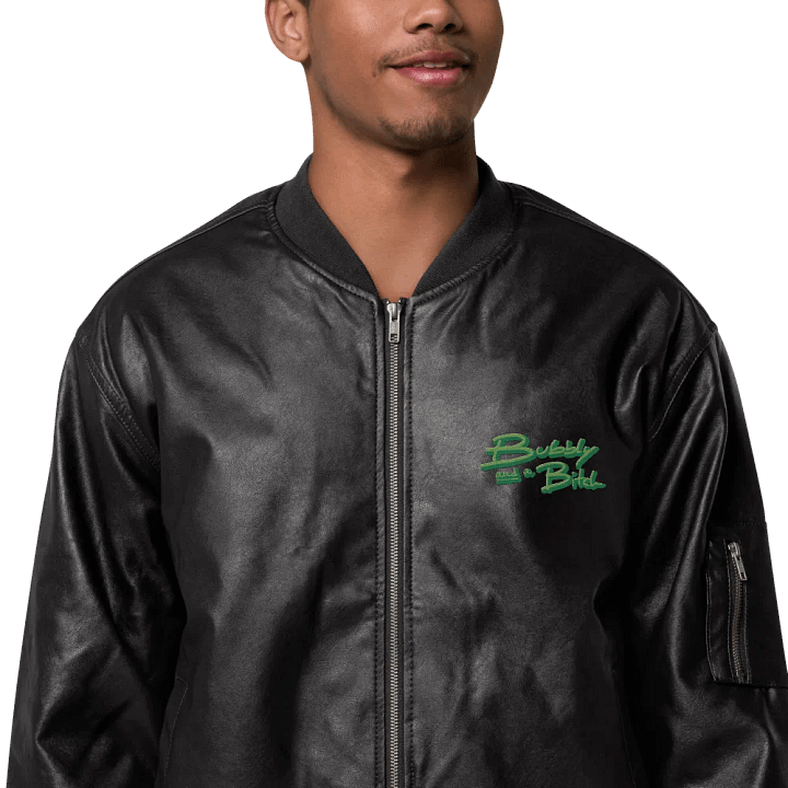 Bubbly and a B (leaf shadow design) faux leather bomber jacket product image (1)