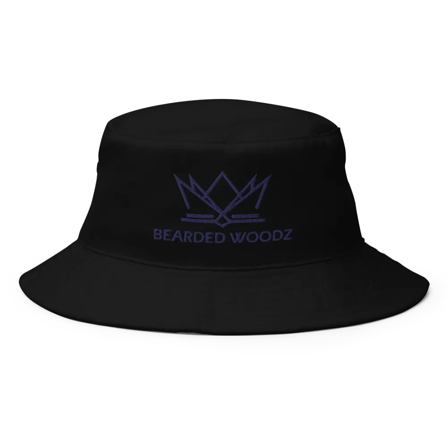 Bearded Woodz Black Bucket Hat (Navy Embroidery) product image (1)