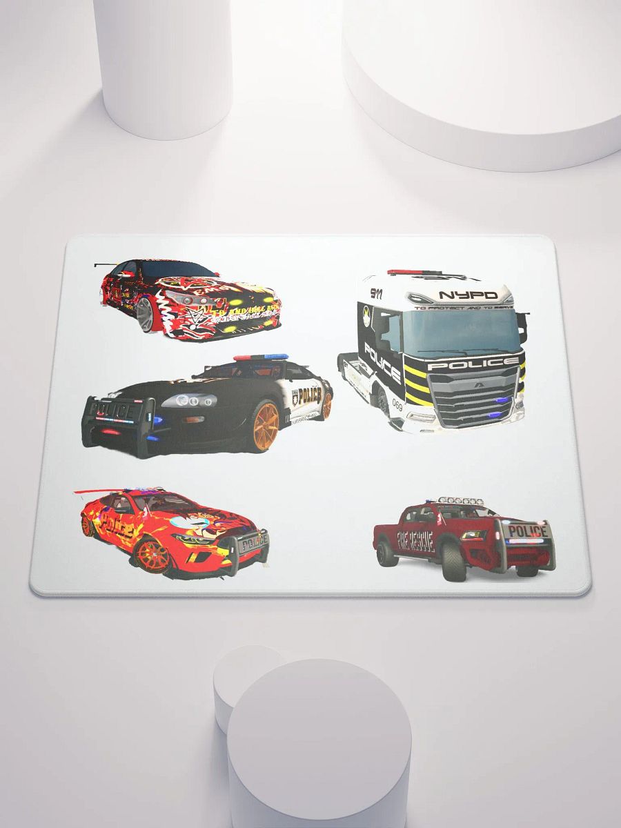 Artistic Police Car Collage Gaming Mouse Pad product image (1)