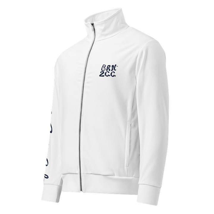 All-Over Print Recycled Track Jacket | Coastal Chill Meets Street Thrill | BOURNE to Cape Cod™ + BRN.2C.C.™ | Navy Blue Logos product image (1)