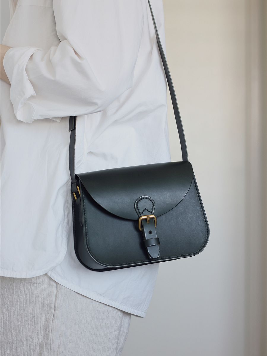 SPECIAL SALE - Dark Green Vegetable Tanned Leather Saddle Bag - Small product image (4)
