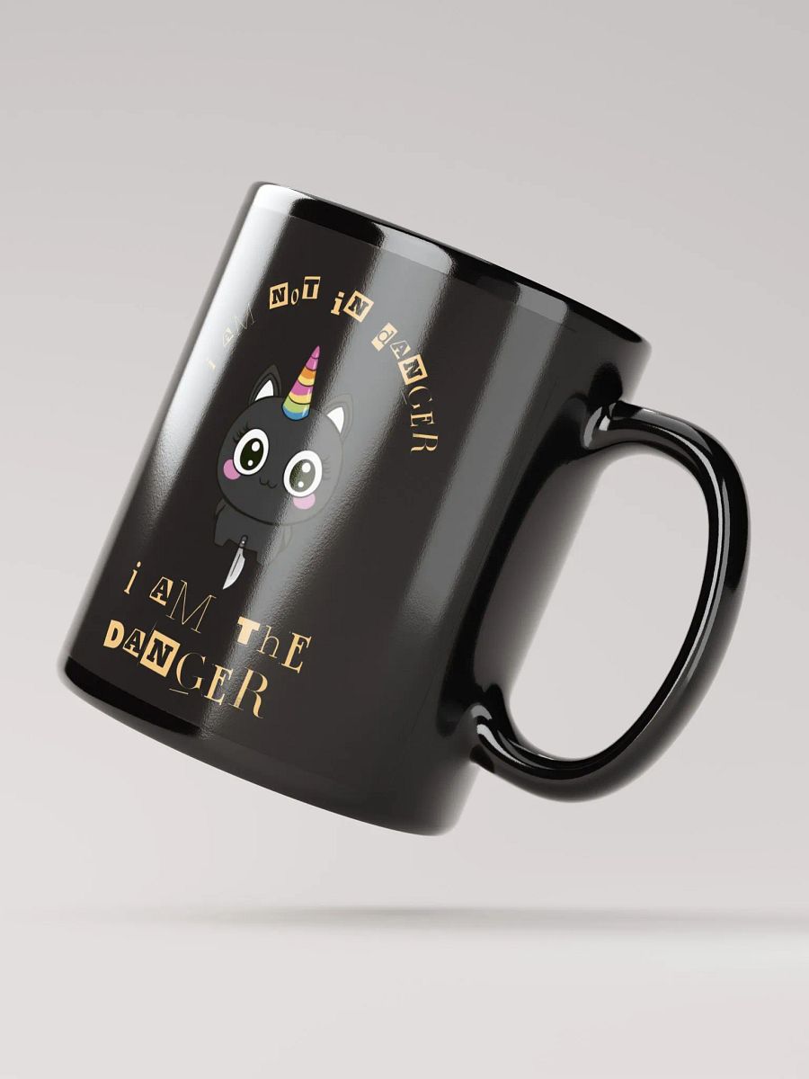 Dangerous Kitty Unicorn Glossy Black Mug product image (2)