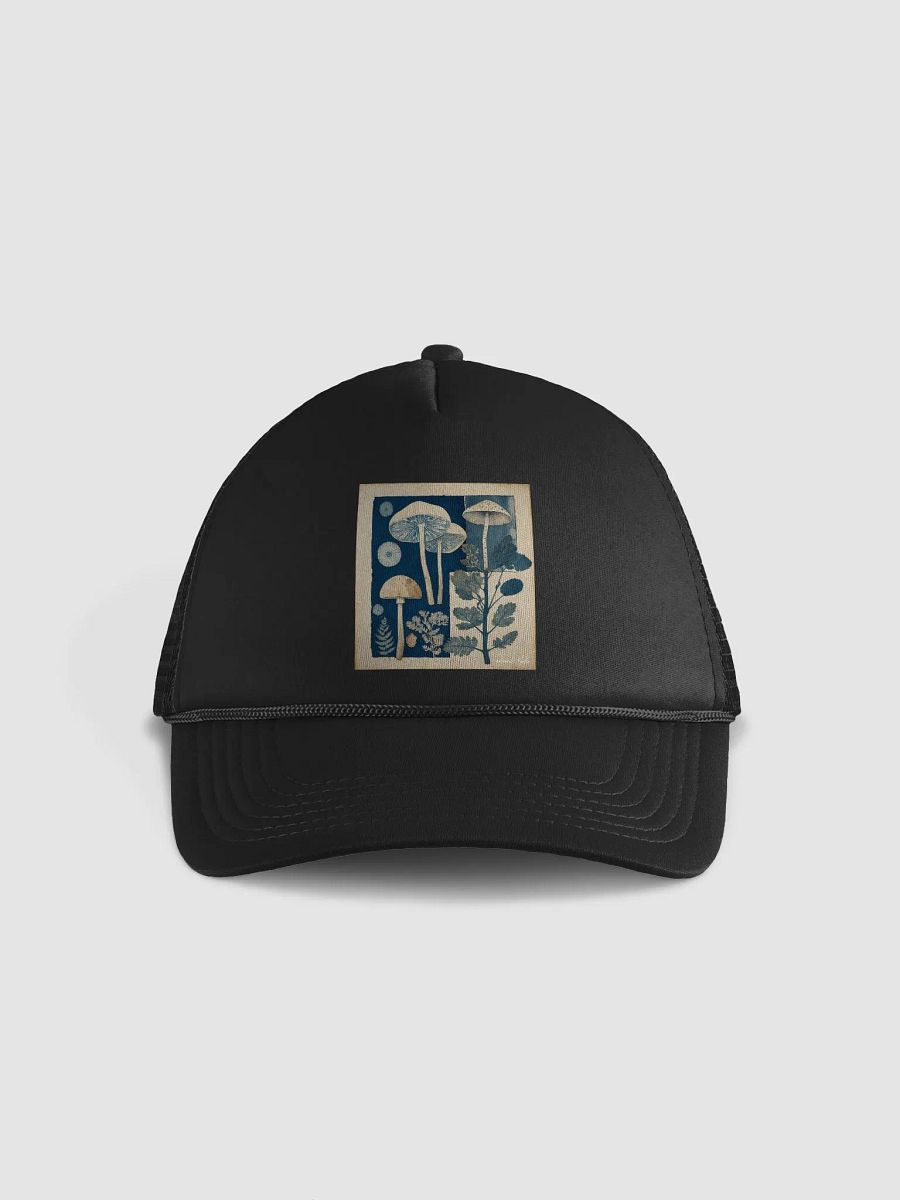 'Fungi in Blue' by Edward Martin:Monochromatic Mushroom Botanical Print Hat product image (1)