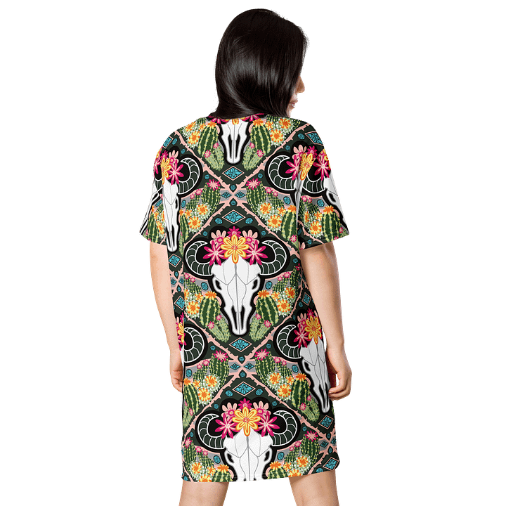 Western Americana Cacti Cow | Bold Desert Design | T-Shirt Dress | by Monique Faella Designs™ product image (2)